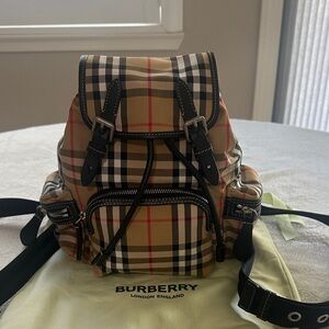 Burberry Beige Black Red Check Mini Backpack